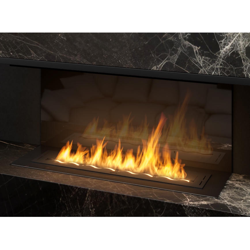 InFire - Sisäänrakennettu BIO takka 7,5x100 cm 6kW musta