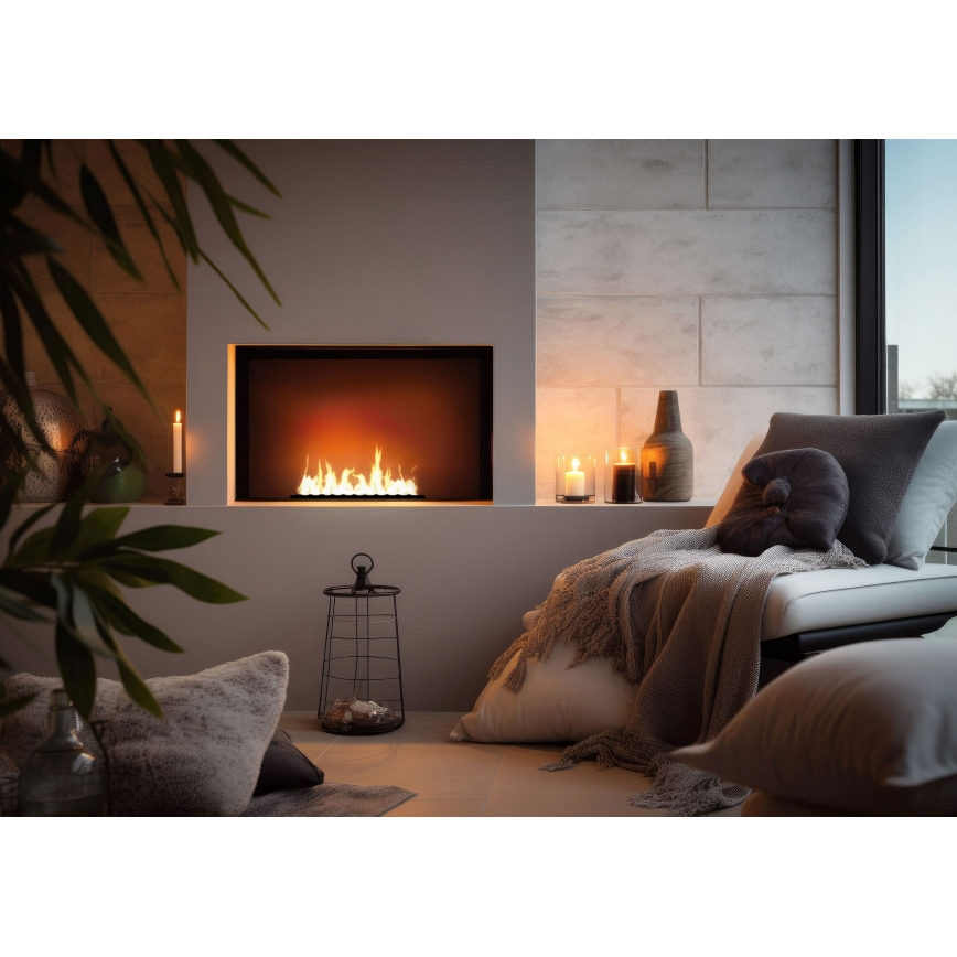 InFire - Sisäänrakennettu BIO takka 7,5x50 cm 3,5kW musta