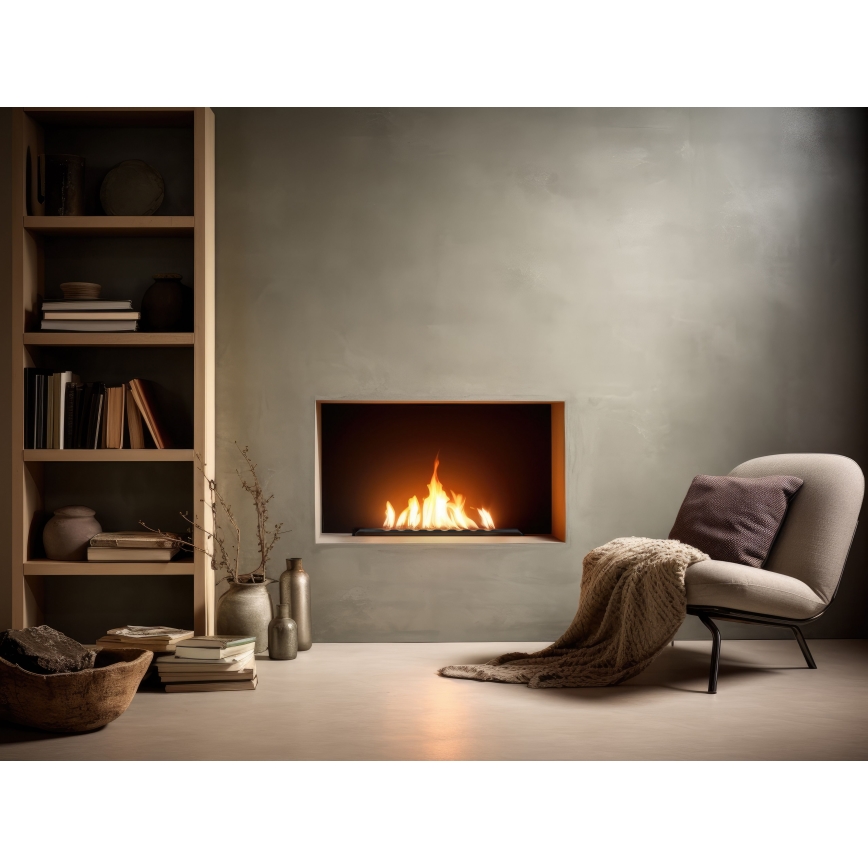 InFire - Sisäänrakennettu BIO takka 7,5x50 cm 3,5kW musta