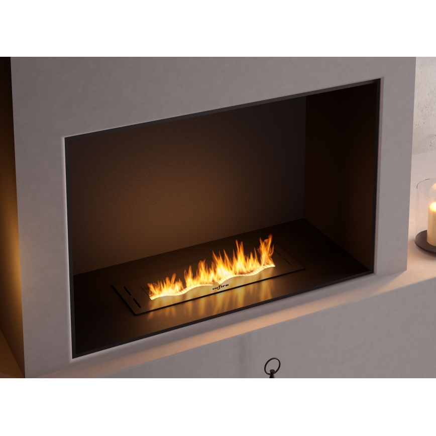 InFire - Sisäänrakennettu BIO takka 7,5x50 cm 3,5kW musta