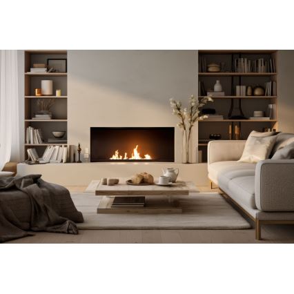 InFire - Sisäänrakennettu BIO takka 7,5x60 cm 3,5kW musta