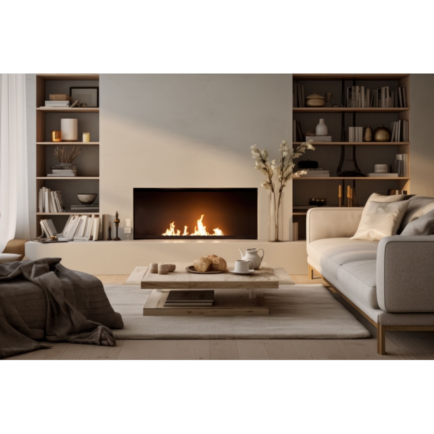 InFire - Sisäänrakennettu BIO takka 7,5x60 cm 3,5kW musta