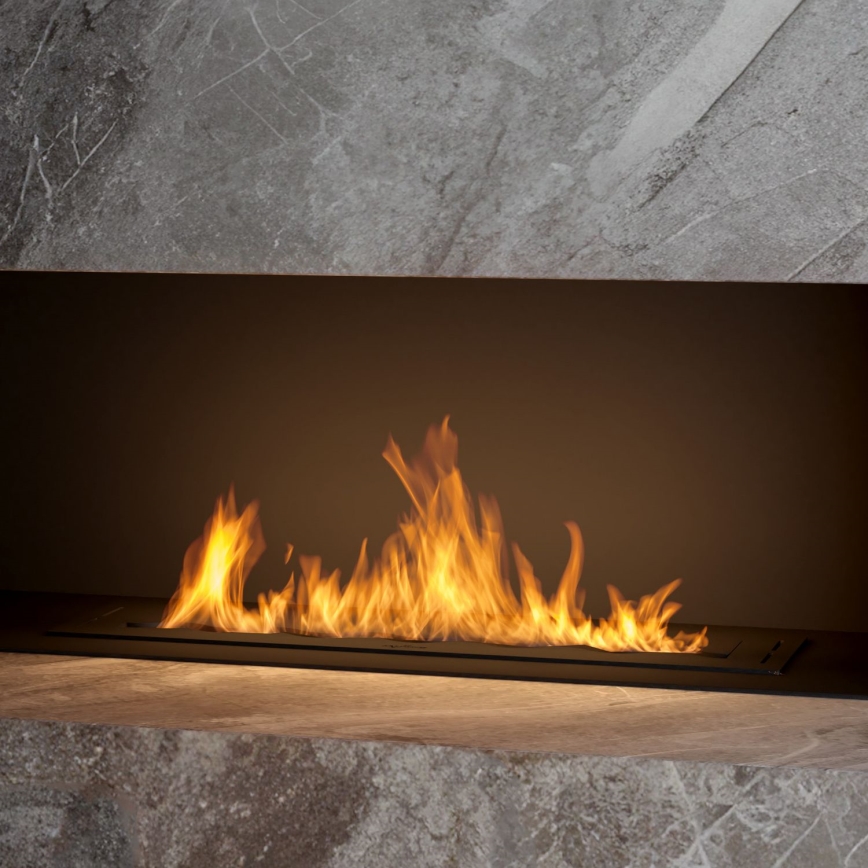 InFire - Sisäänrakennettu BIO takka 7,5x80 cm 6kW musta
