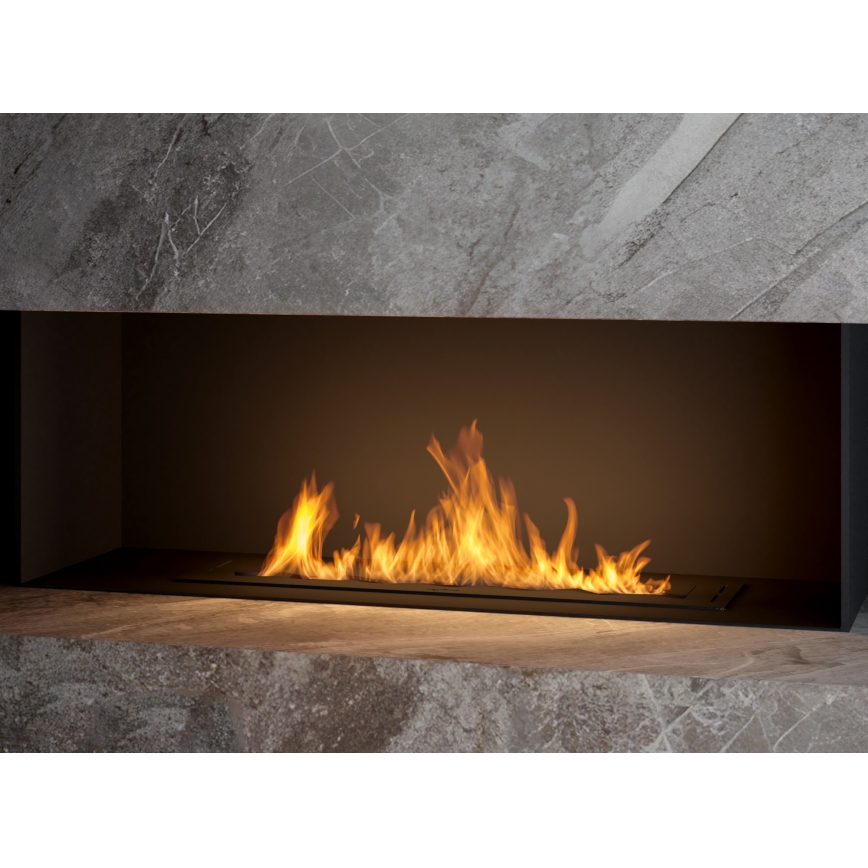 InFire - Sisäänrakennettu BIO takka 7,5x80 cm 6kW musta
