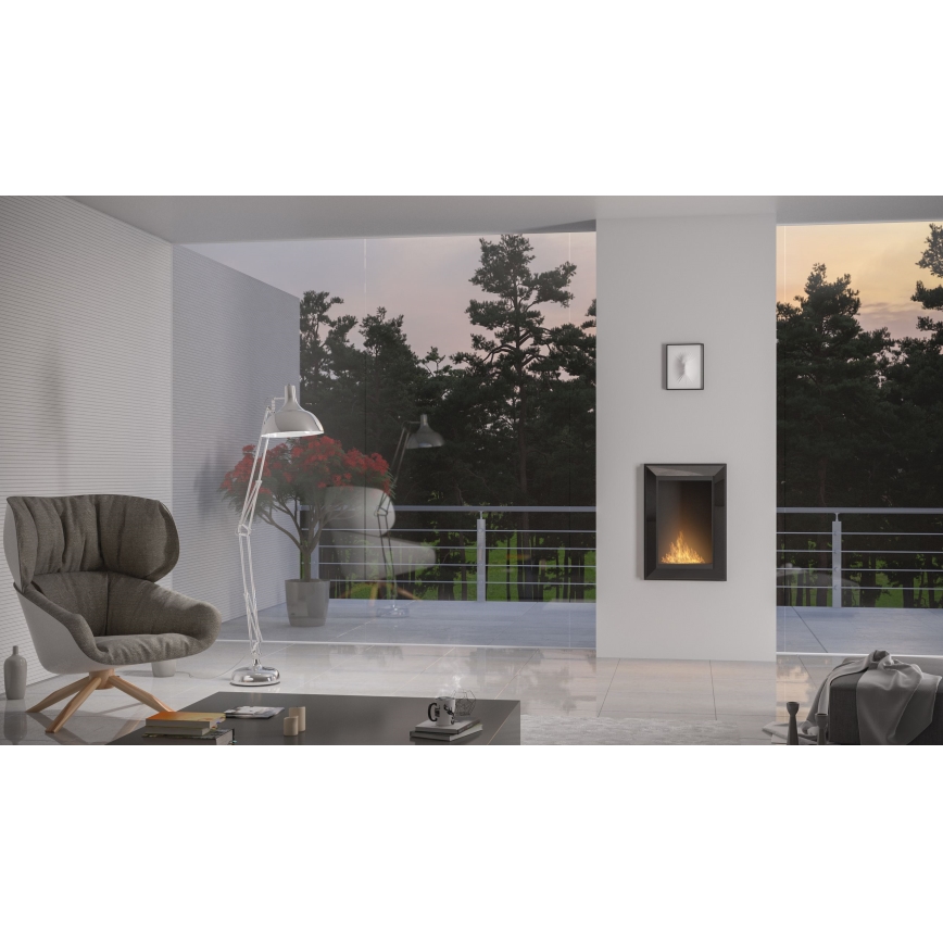 InFire - Sisäänrakennettu BIO takka 79x55 cm 3kW musta