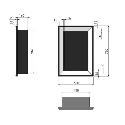 InFire - Sisäänrakennettu BIO takka 79x55 cm 3kW musta