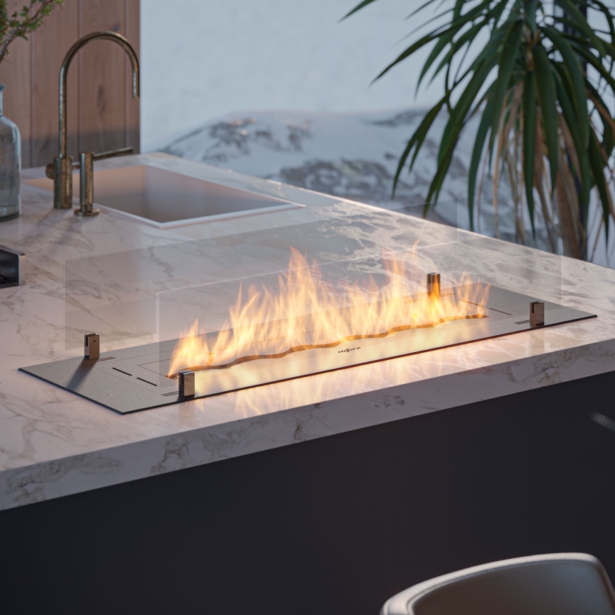 InFire - Sisäänrakennettu BIO takka 8,5x100 cm 6kW musta