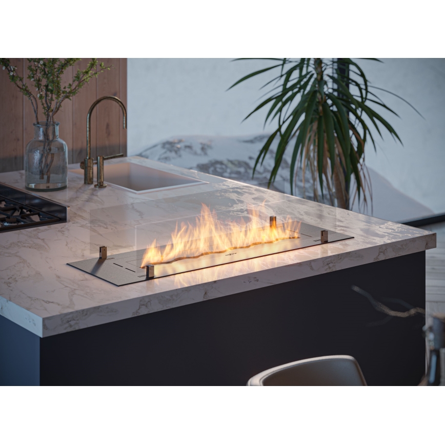InFire - Sisäänrakennettu BIO takka 8,5x100 cm 6kW musta