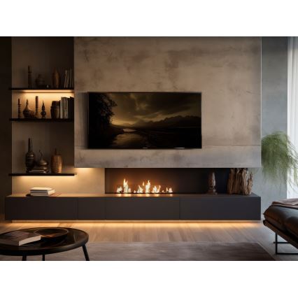 InFire - Sisäänrakennettu BIO takka 8,5x100 cm 6kW musta