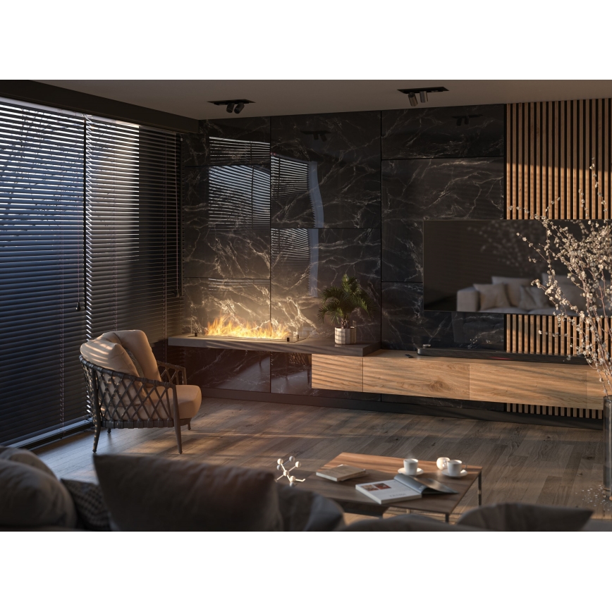 InFire - Sisäänrakennettu BIO takka 8,5x120 cm 6kW musta