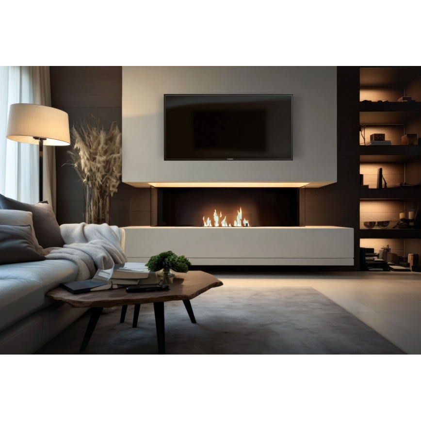 InFire - Sisäänrakennettu BIO takka 8,5x80 cm 3,5kW musta