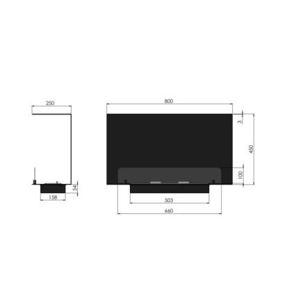 InFire - Sisäänrakennettu BIO takka 80x45 cm 3kW musta