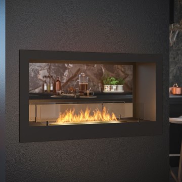 InFire - Sisäänrakennettu BIO takka 90x50 cm 3kW kaksipuolinen