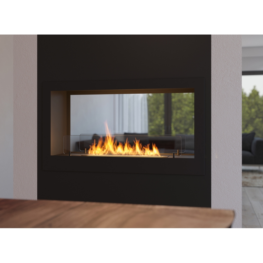 InFire - Sisäänrakennettu BIO takka 90x50 cm 3kW kaksipuolinen