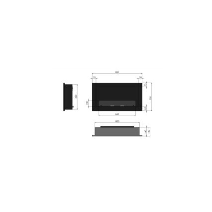 InFire - Sisäänrakennettu BIO takka 90x50 cm 3kW musta