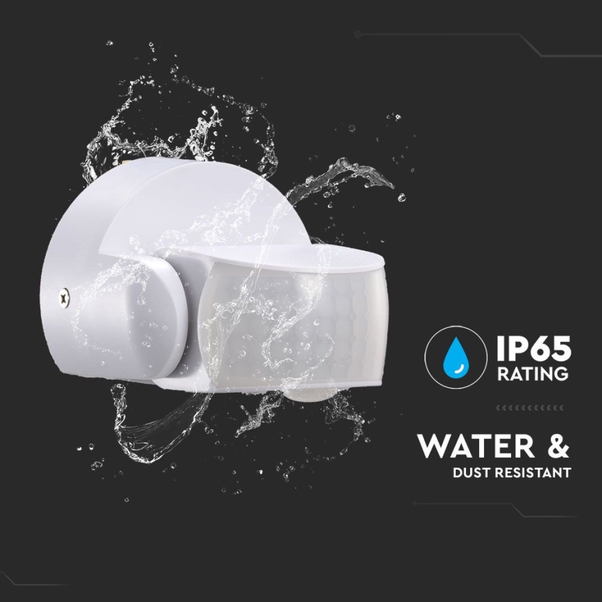 Infrapuna-ulkoliiketunnistin 180/360° 600W/230V IP65 valkoinen