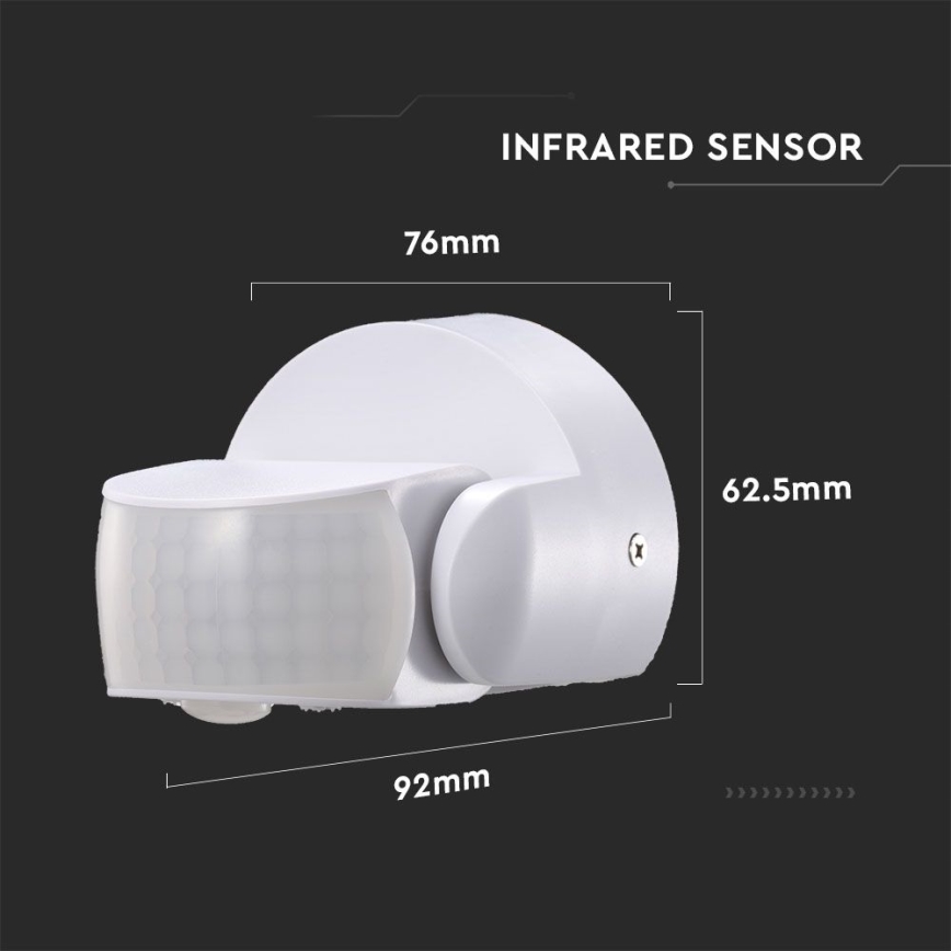 Infrapuna-ulkoliiketunnistin 180/360° 600W/230V IP65 valkoinen