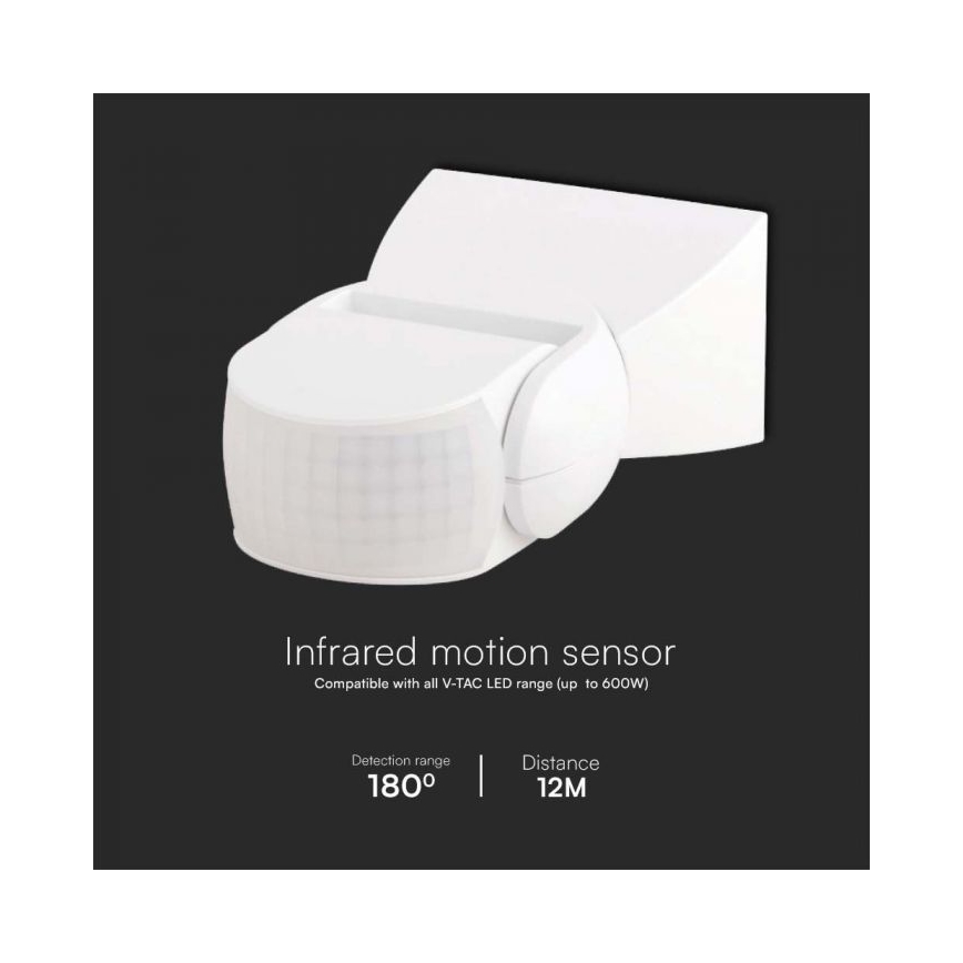 Infrapuna-ulkoliiketunnistin 180° 230V IP65 valkoinen