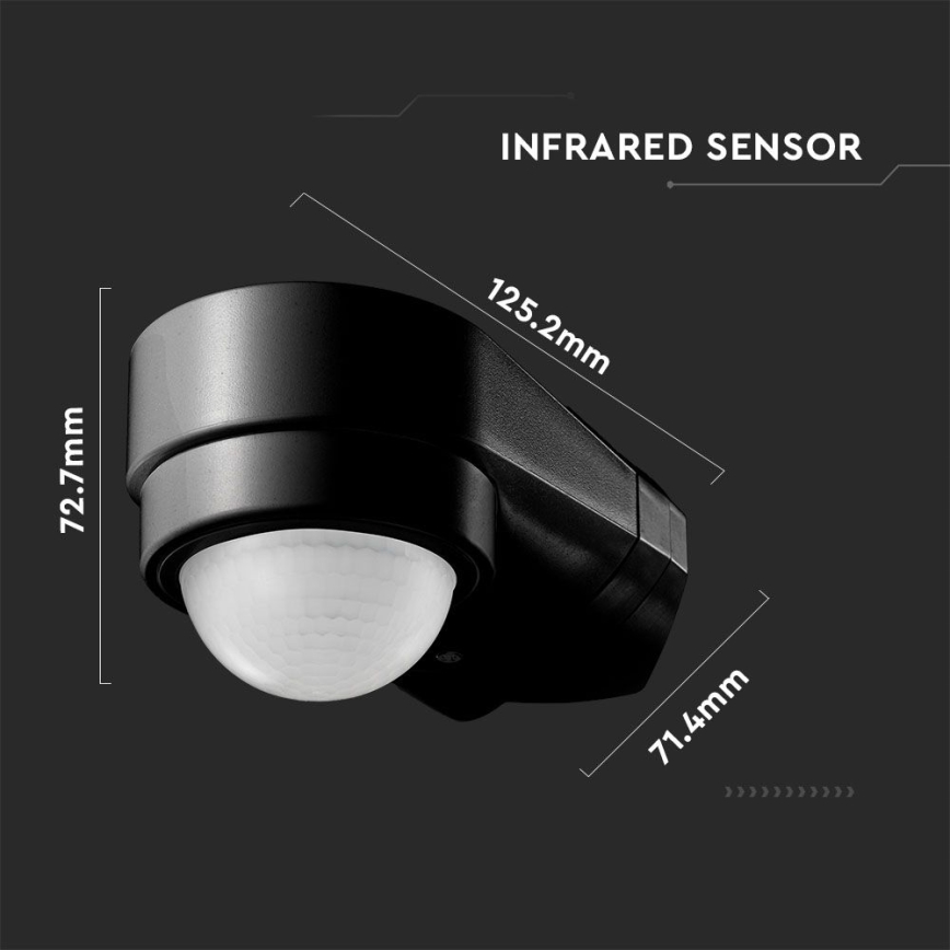 Infrapuna-ulkoliiketunnistin 240° 600W/230V IP65 musta