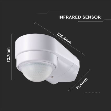 Infrapuna-ulkoliiketunnistin 240° 600W/230V IP65 valkoinen