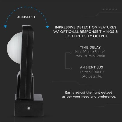 Infrapuna-ulkoliiketunnistin 360° 1000W/230V IP65 musta