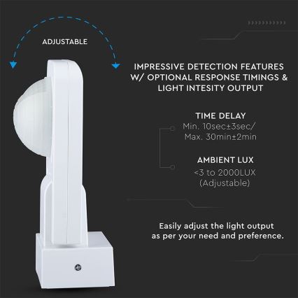 Infrapuna-ulkoliiketunnistin 360° 1000W/230V IP65 valkoinen