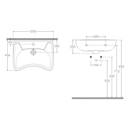 Isvea - seinään asennettava pesuallas toimintarajoitteisille 45,6x59,5 cm keramiikka/valkoinen