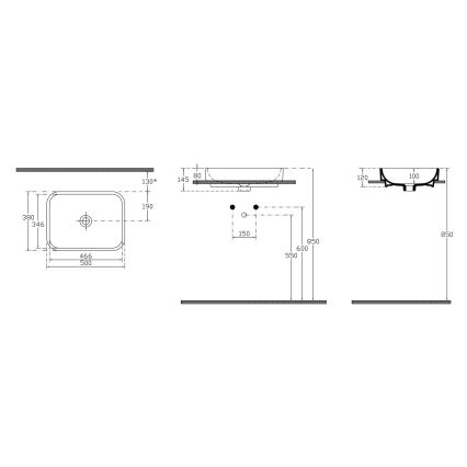 Isvea - Pöytätasolle asennettava pesuallas AQUA 50 x 38 cm keraaminen/valkoinen