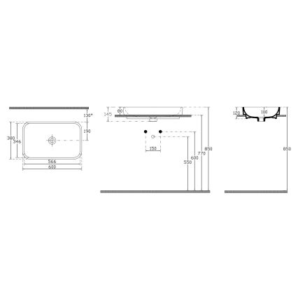Isvea - Tasoon asennettava pesuallas AQUA 60x38 cm keramiikka/valkoinen