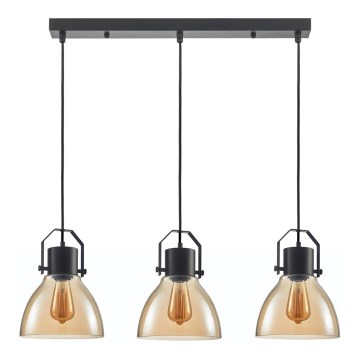 ITALUX - Kattokruunu johdossa DARLENA 3xE27/40W/230V musta/ruskea