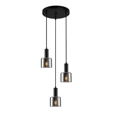 ITALUX - Kattokruunu johdossa SANTIA 3xE27/40W/230V musta