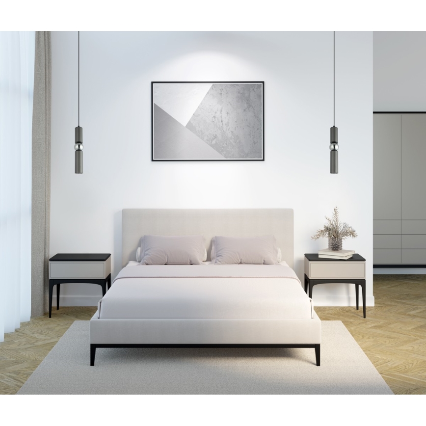 ITALUX - Kattokruunu johdossa ISIDORA 1xGU10/25W/230V antrasiitti/kiiltävä kromi