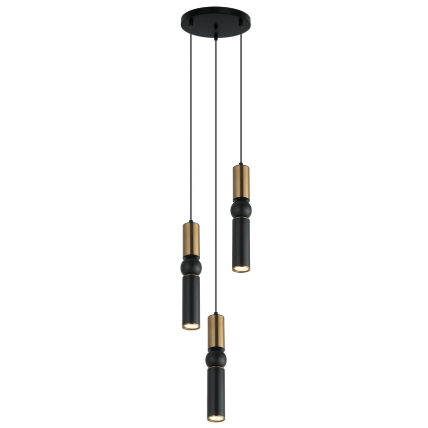 ITALUX - Kattokruunu johdossa ISIDORA 3xGU10/25W/230V musta/pronssi