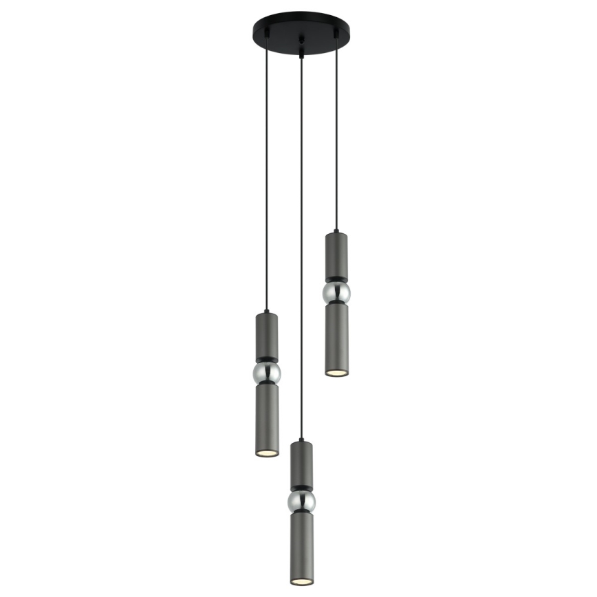 ITALUX - Kattokruunu johdossa ISIDORA 3xGU10/25W/230V antrasiitti/kromi