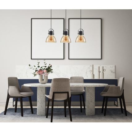 ITALUX - Kattokruunu johdossa DARLENA 3xE27/40W/230V musta/ruskea