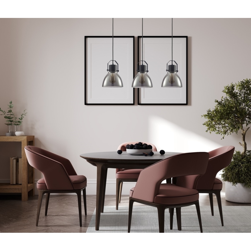 ITALUX - Kattokruunu johdossa DARLENA 3xE27/40W/230V musta