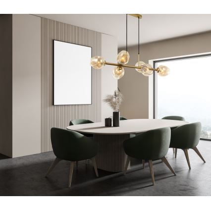 ITALUX - Kattokruunu johdossa BORGO 6xE27/40W/230V kulta