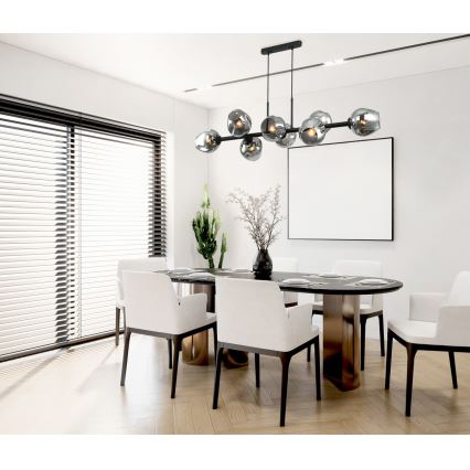ITALUX - Kattokruunu johdossa BORGO 8xE27/40W/230V musta