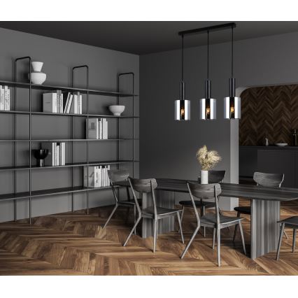 ITALUX - Kattokruunu johdossa SARDO 3xE27/40W/230V musta