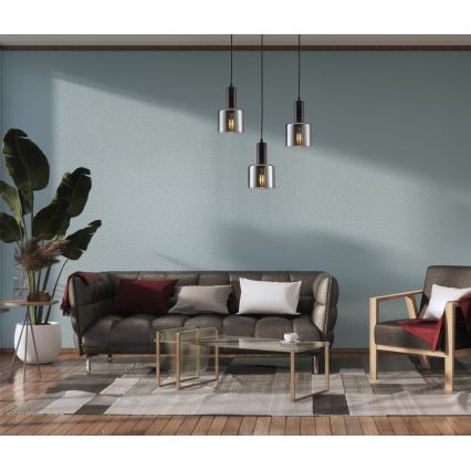 ITALUX - Kattokruunu johdossa SANTIA 1xE27/40W/230V musta