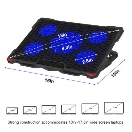 Jäähdytysalusta kannettavalle tietokoneelle 5x tuuletin 2xUSB musta