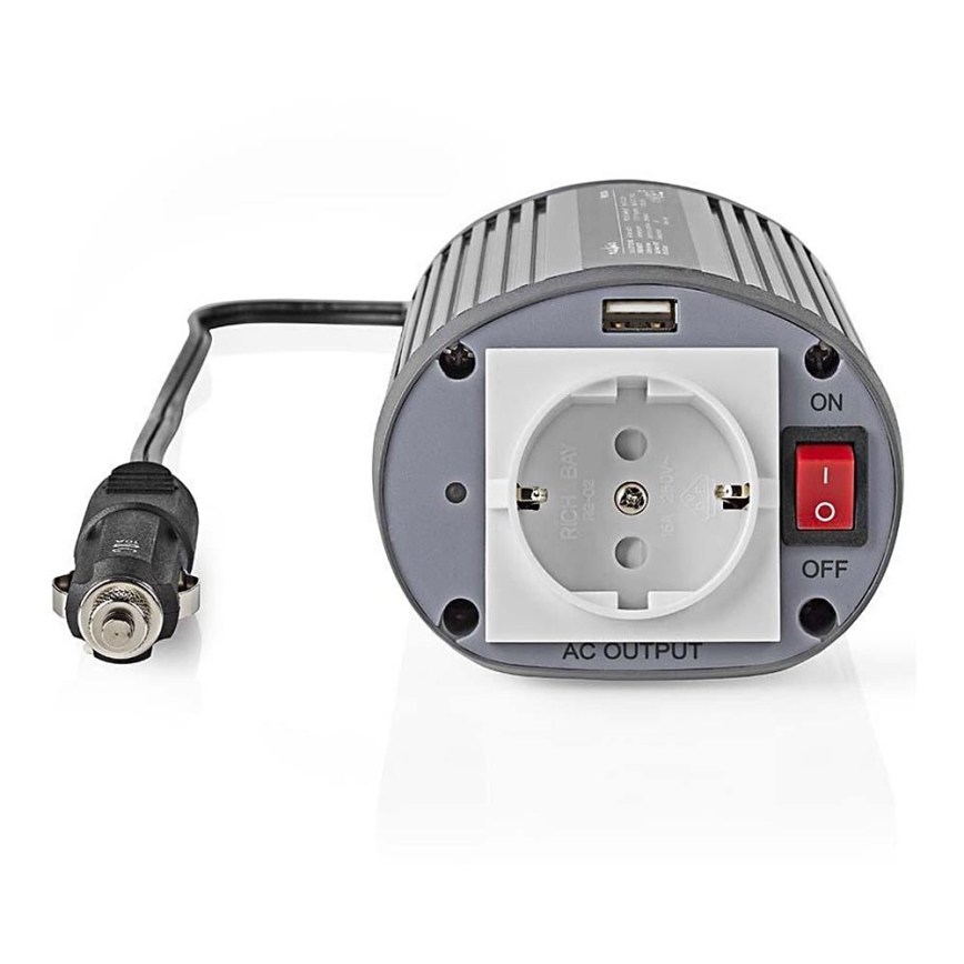 Jännitteenmuunnin 150W/24/230V + USB