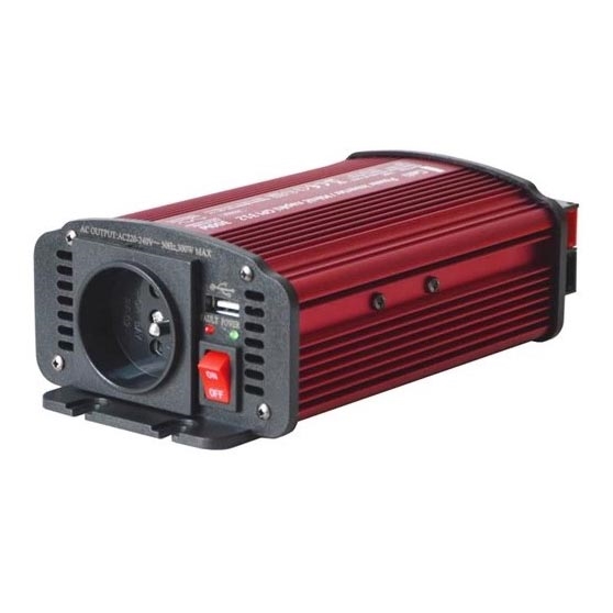 Jännitteenmuunnin 300W/12/230V + USB