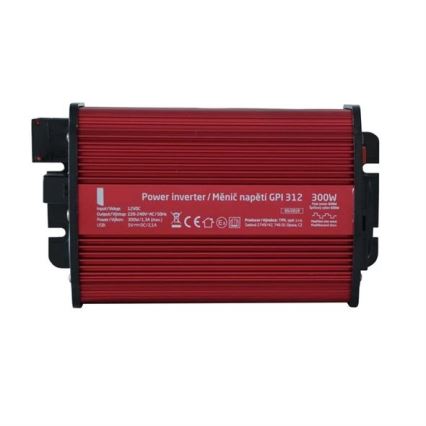 Jännitteenmuunnin 300W/12/230V + USB