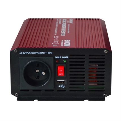 Jännitteenmuunnin CARSPA 600W/12/230V + USB