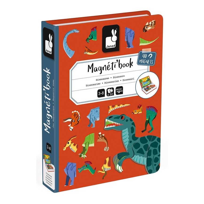 Janod - Magneettinen interaktiivinen sarja MAGNETIBOOK dinosaurukset
