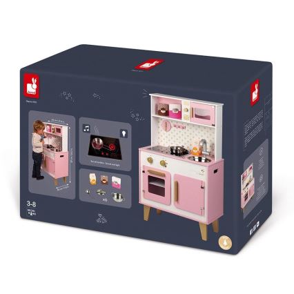 Janod - Puinen keittiö LED-keittotasolla CANDY CHIC