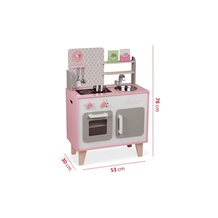 Janod - Puinen keittiö MACARON pinkki