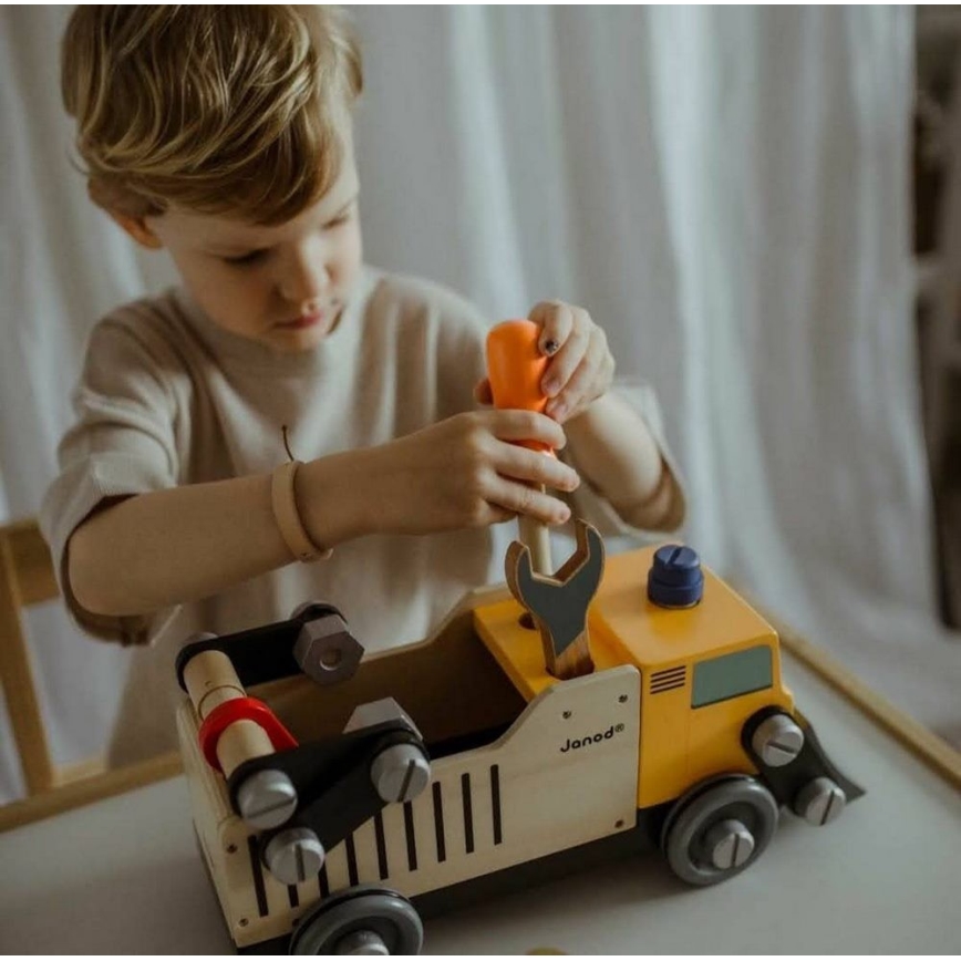 Janod - Puinen rakennussarja BRICOKIDS kuorma-auto