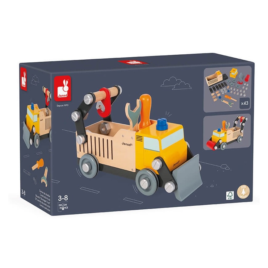 Janod - Puinen rakennussarja BRICOKIDS kuorma-auto